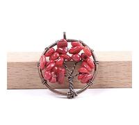 IIK Natural Stone Pendant Necklace For Women,Tree Of Life Necklace Natural Red Coral Stone Necklace Handmade Wire Wrapped Gemstone Pendant Necklaces Lady Jewelry Gift For Women Girlfriend