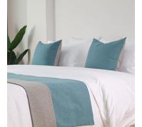 IINCOOY Decorative Bedding Throw Two-tone Color Design, Elegant Bedding Bedroom and Hotel Wedding Guest Room Decor(Blue (C),48 x 260 cm)