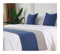 IINCOOY Decorative Bedding Throw Two-tone Color Design, Elegant Bedding Bedroom and Hotel Wedding Guest Room Decor(Blue (A),48 x 180 cm)