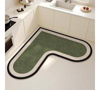 IINCOOY Washable L-shaped Kitchen Aisle Mat | Kitchen mat-quick-drying, grease-resistant, and slip-resistant; suitable for use around sinks and stoves(A,60*60cm)