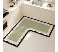 IINCOOY Washable L-shaped Kitchen Aisle Mat | Kitchen mat-quick-drying, grease-resistant, and slip-resistant; suitable for use around sinks and stoves(D,60*60cm)