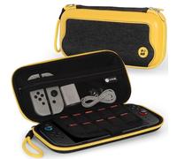 IINE Carry Case for Switch 2 Console, Protective Hard Shell Travel Storage Pouch with Mesh Bag, Durable Protective Bag Switch 2 Accessories (Hybrid Case, Yellow-black)