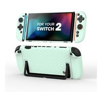 IINE Protective Case Set for Switch 2, Cute Polka Dot Full Cover Case with Back Shell + 2 Joypad Covers, Anti-Scratch Shockproof Lightweight Hard PC Protective Switch 2 Accessories Set - Mint Choco