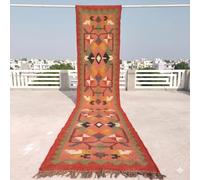 iinfinize Handwoven Kilim Wool Jute Rug Runner Handmade Rustic Boho Kitchen Bedroom Living Room Carpet Vintage Tribal Geometric Hallway Entryway Stair Area Runner Farmhouse Decoration (2x6 Feet)