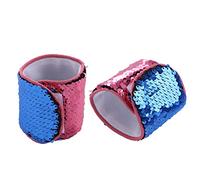 iiniim 2 Color Reversible Sequin Bracelets with Super-soft Velvet Lining â€“Magic Party Supplies Favors Slap Bracelet For Women, Girls And Kids Watermelon Red&Blue 8.8 x 2.6 inches