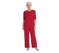 iiniim Adaptive Jumpsuit for Women Round Neck Zip Back Zip Pyjamas for Elderly Alzheimer's Red S