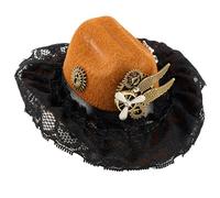 iiniim Adult Pirate Hat Colonial Tricon Hats with Lace Trim for Halloween Carnival Party Type C Brown One Size