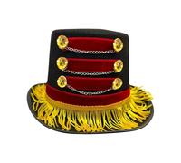 iiniim Adults Circus Ringmaster Top Hat Red Black Lion Tamer Hat for Halloween Carnival Burlesque Party Type B One Size