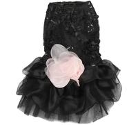 iiniim Bling Dog Dresses Dogs Wedding Dress with Flower Puppy Clothes for Kitten Chihuahua Yorkie Champagne Black S