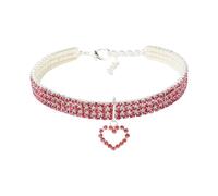 iiniim Bling Pet Collar Necklaces For Small Dogs Cats Rhinestones Collar Necklace Crystal Pet Puppy Jewelry Hot Pink S