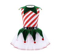 iiniim Children Girls Sequins Ballet Dance Tutu Dress Modern Jazz Stage Performance Outfit Christmas Dance Costume White 11-12 Years