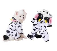 iiniim Dog Cow Costume Soft Plush Hoodie Jumpsuit for Halloween Christmas Warm Funny Cosplay Outfit for Chihuahua White XS