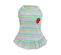iiniim Dog Dresses Strawberry Pattern Puppy Dress Summer Holiday Pet Clothes Striped Dogs Princess Dress Green XL