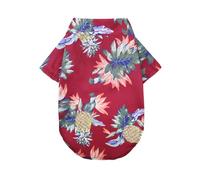 iiniim Dog Shirt Hawaiian Summer Printed Pet Clothes Breathable Cool Beach Style Puppy Tshirts For Vacation Pineapple Burgundy 5XL