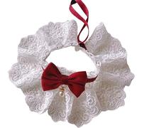Iiniim Elegant Lace Breakaway Cat Collar With Bow And Faux Pearls Wedding Photoshoot Kitten Necklace Pet Costumes Burgundy XS
