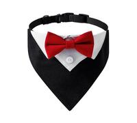 iiniim Formal Pet Tuxedo Collar with Bow Tie Adjustable Strap Triangle Bandana for Wedding Party for Small Medium Large Dogs Cats Red L