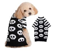 iiniim Funny Skeleton Costume Sweater for Dogs and Cats Cozy Striped Knitwear for Winter Halloween Christmas Photos Black XL
