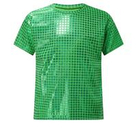 iiniim Girls Boys Metallic Sleeveless Jazz Hip Hop Street Ballet Dance Tops Unisex Kids Sequined T-Shirt Green 7-8 Years