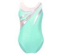 iiniim Gymnastics Leotards for Girls One-piece Sleeveless Diamond Tank Leotard Dancing Ballet Athletic Dancewear Lake Green A 15-16 Years