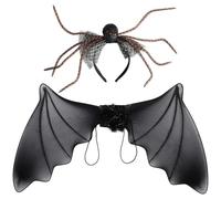 iiniim Halloween Bat Costume Accessory Bats Wings Spider Headband for Carnival Cosplay Large Two-Piece set One Size