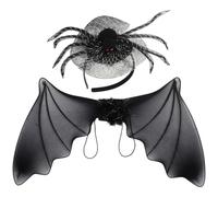 iiniim Halloween Bat Costume Accessory Bats Wings Spider Headband for Carnival Cosplay Medium Two-Piece Set One Size