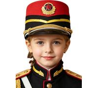 iiniim Halloween Carnival Performance Accessory Toy Soldier Hat Marching Band Accessories Drum Major Hat Red Black One Size