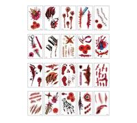 iiniim Halloween Face Tattoos, Scary Makeup Stickers Temporary Tattoo Sticker for Carnival Women Men 20PCS/Set One Size