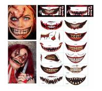 iiniim Halloween Face Tattoos, Scary Makeup Stickers Temporary Tattoo Sticker for Carnival Women Men 12PCS/Set One Size