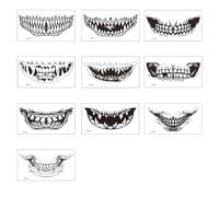 iiniim Halloween Face Tattoos, Scary Makeup Stickers Temporary Tattoo Sticker for Carnival Women Men 10PCS/Set Black White One Size