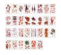 iiniim Halloween Face Tattoos, Scary Makeup Stickers Temporary Tattoo Sticker for Carnival Women Men 30PCS/Set One Size