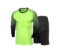 iiniim Kids Boys Soccer Goalkeeper Jersey Padded Goalie Shirts and Shorts Set Football Training Kit Fluorescent Green 8-9 Years