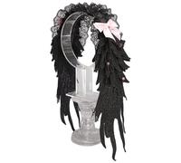 iiniim Lace Angels Wings Lolita Headband Headdress Hairpin Gothic Hairbands Cosplay Costume Props for Women Black Pink One Size