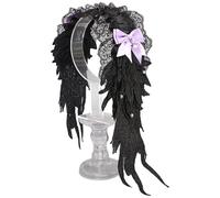 iiniim Lace Angels Wings Lolita Headband Headdress Hairpin Gothic Hairbands Cosplay Costume Props for Women Black Purple One Size