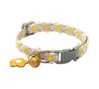 iiniim Lightweight Lace Flower Cat Collar with Bell Adjustable Dog Collar Breakaway Small Dogs Pets Necklace Yellow&Beige One Size