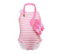 iiniim Little Girls Polka Dots Swimwear Kids One-Piece Beachwear Holiday Swimming Costume (2-3 Years, Flamingo Swimsuit)