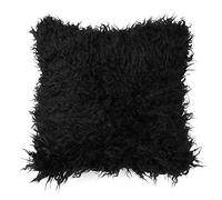 iiniim Luxury Mongolian Faux Fur Throw Pillow Case Cushion Home Bed Decor Black 45 x 45cm