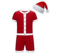 iiniim Men Christmas Santa Claus Costume Lingerie Bowtie Sexy Boxer Shorts Bodysuits Leotard Outfits 4#B Red XL
