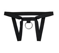 iiniim Men's Crotchless G-String Bikini Underwear Enhancer Thong Lift O-Ring Panties Black One Size