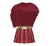 iiniim Men's Cupid Costume God of Love Role Play Outfit Gold Trim Pleated Skirt with Ruched Cape Burgundy 3XL