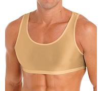 iiniim Men's Glossy Sleeveless Y Back Muscle Half Tank Top Vest Tee T-Shirts Crop Tops Sports Bras 2# Coffee L