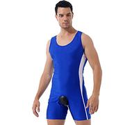 iiniim Mens One Piece Short Sleeve Front Zipper Boxer Shorts Leotard Bodysuit Catsuit 2# Blue L