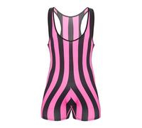 iiniim Mens One Piece Short Sleeve Front Zipper Boxer Shorts Leotard Bodysuit Catsuit 5# Hot Pink B L