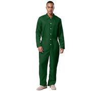 iiniim Men's Prisoner Costume Jail Inmate Outfits Long Sleeve Button Up Jumpsuit for Theme Party Green L