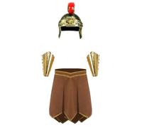 iiniim Mens Roman Gladiator Spartan Costume Armor Skirt with Crested Helmet Arm Guards for Halloween Brown XXL