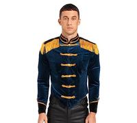 iiniim Men's Sexy Circus Ringmaster Costume Coat Performance Showman Jacket Halloween Costume Dark Blue L