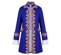 iiniim Mens Steampunk Victorian Tailcoat Colonial Military Role Play Costume for Halloween Party Blue M