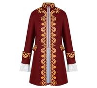 iiniim Mens Steampunk Victorian Tailcoat Colonial Military Role Play Costume for Halloween Party Red XL