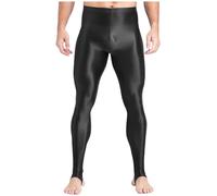 iiniim Mens Stirrup Leggings Underwear Pants Long John Leggings Base Layer Sports Bottom Pants Black L