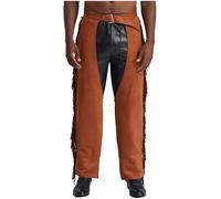 iiniim Mens Suede Chaps Equestrian Protective Pants Tassels Ultrasuede Cowboy Western Chaps Pants Brown M