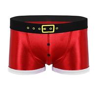iiniim Mens Ultra Soft Shiny Sexy Painted Christmas Santa Claus Costume Boxer Shorts Funny Underwear Shiny Red Small